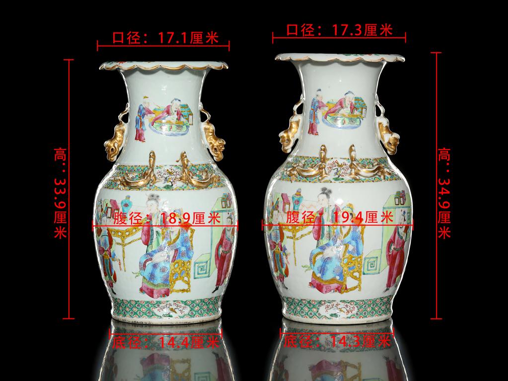 特別価格 中国 花瓶 【海】中国美術品 清時代 萬福优問 人物粉彩 花瓶 