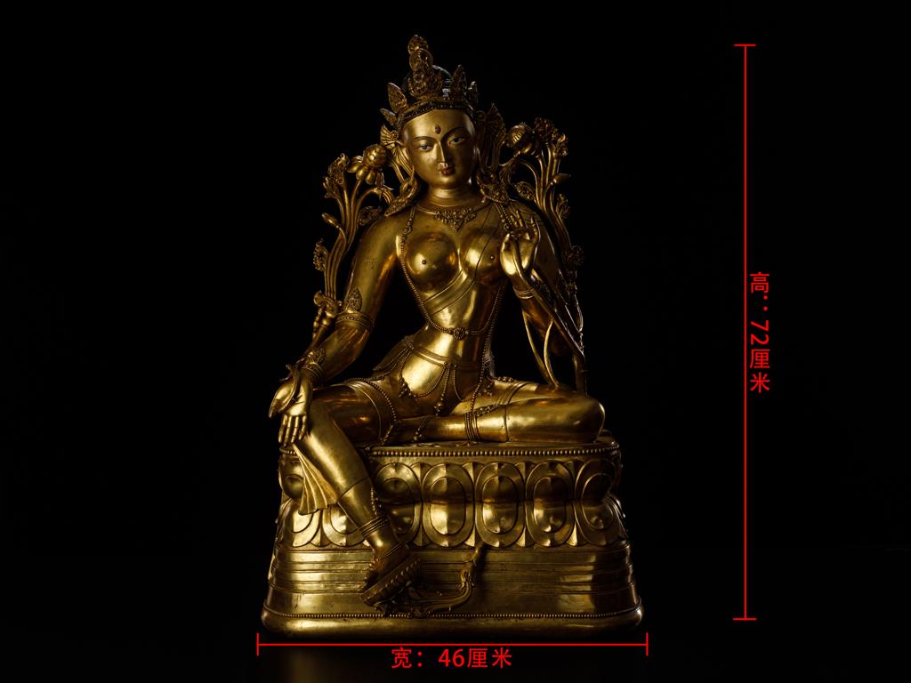 18世纪铜鎏金绿度母坐像（适宜公共空间陈设，重：37.35kg） - 靓宝格