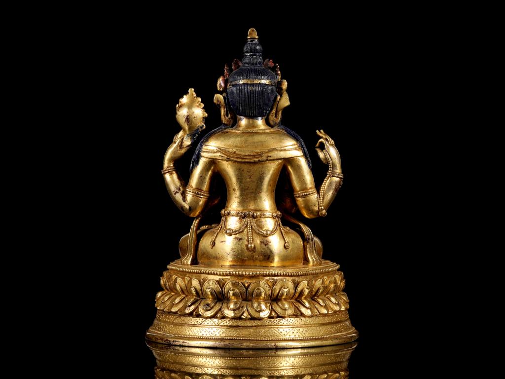 靓宝格- 清中期铜鎏金四臂观音坐像