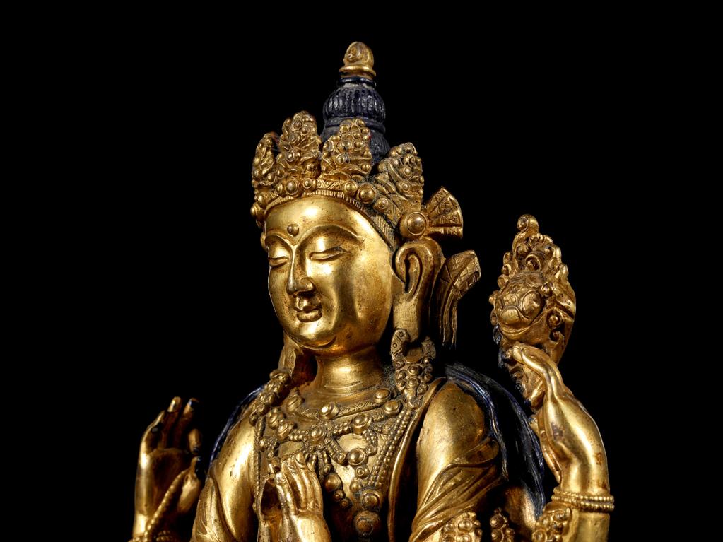 靓宝格- 清中期铜鎏金四臂观音坐像