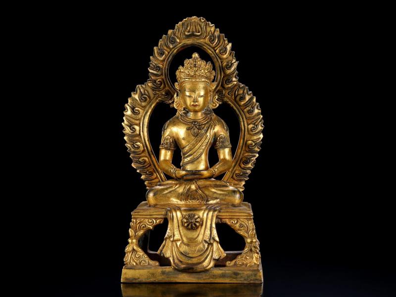 靓宝格- 17—18世纪铜鎏金无量寿佛坐像