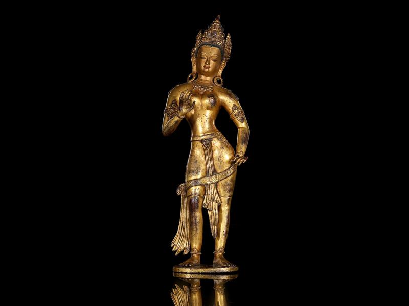 靓宝格- 14世纪铜鎏金绿度母立像